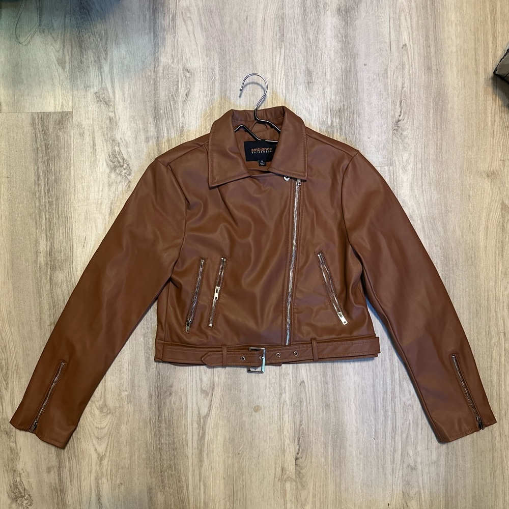 Tan leather jacket
